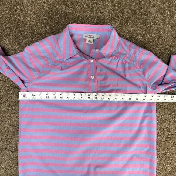 Vineyard Vines Collar Henley Shirt Blouse Womens 2 Pink Magenta Stripe Coast - Picture 10 of 14
